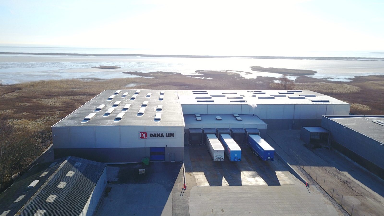 Aerial view of the Dana Lim factory by the coast